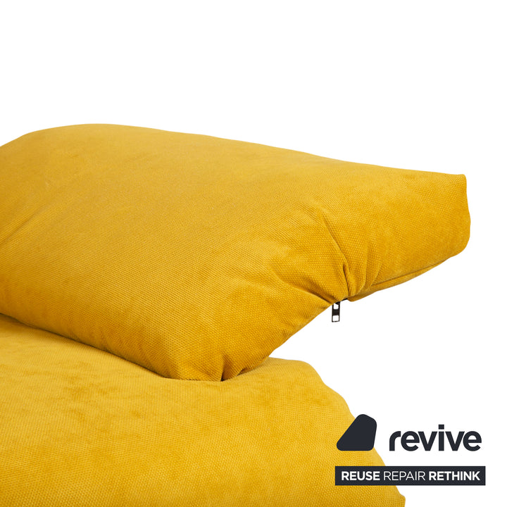 Ligne Roset Multy Stoff Dreisitzer Gelb Sofa Couch manuelle Schlaffunktion Neubezug BINGO 5709