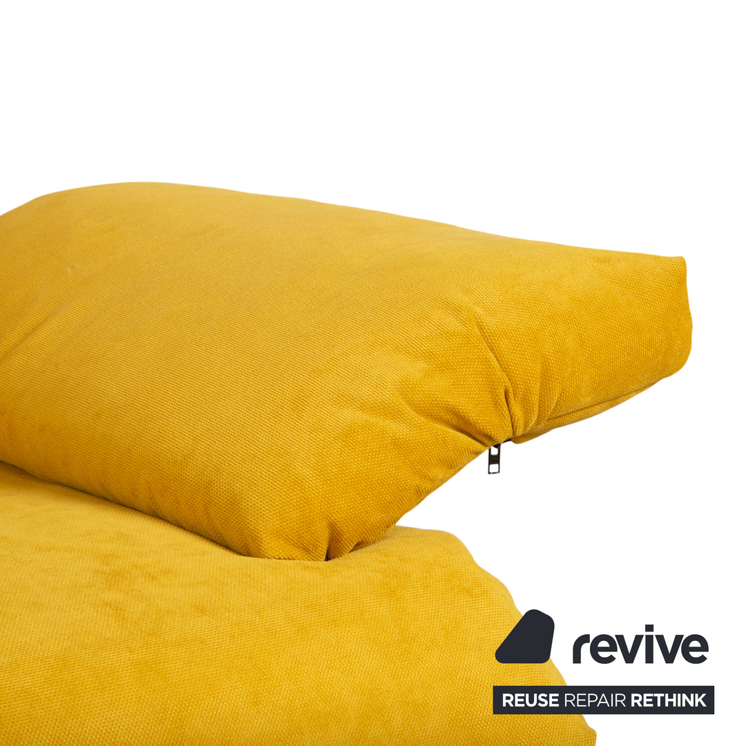Ligne Roset Multy Stoff Dreisitzer Gelb Sofa Couch manuelle Schlaffunktion Neubezug BINGO 5709
