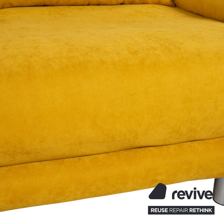 Ligne Roset Multy Stoff Dreisitzer Gelb Sofa Couch manuelle Schlaffunktion Neubezug BINGO 5709