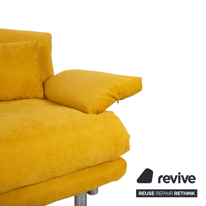 Ligne Roset Multy Stoff Dreisitzer Gelb Sofa Couch manuelle Schlaffunktion Neubezug BINGO 5709