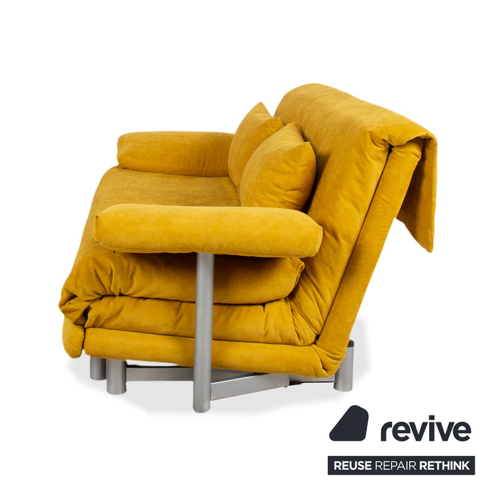 Ligne Roset Multy Stoff Dreisitzer Gelb Sofa Couch manuelle Schlaffunktion Neubezug BINGO 5709