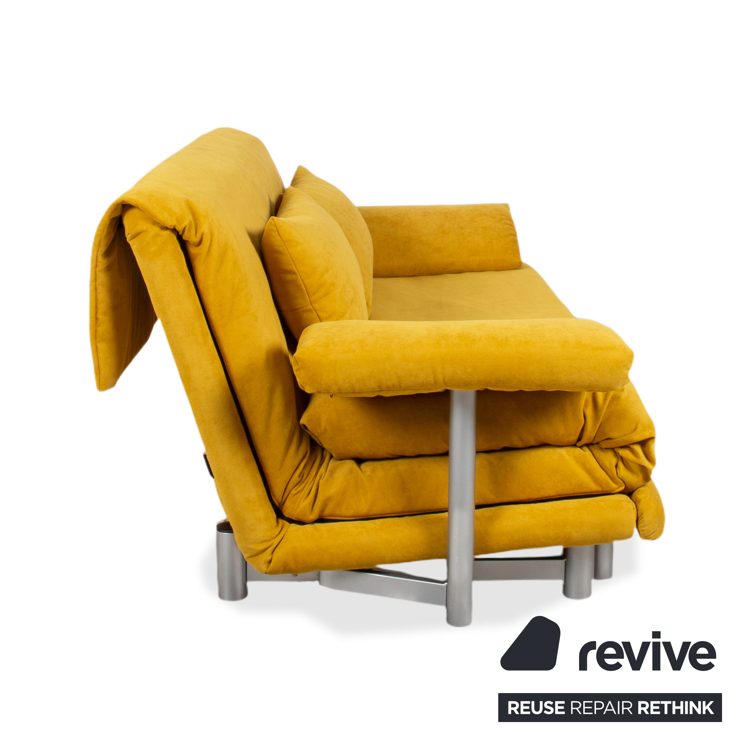 Ligne Roset Multy Fabric Three-Seater Yellow Sofa Couch Manual Sleeping Function New Cover BINGO 5709