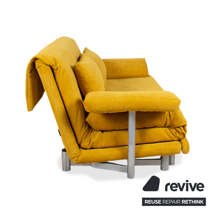 Ligne Roset Multy Stoff Dreisitzer Gelb Sofa Couch manuelle Schlaffunktion Neubezug BINGO 5709
