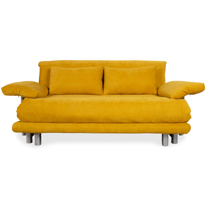 Ligne Roset Multy Stoff Dreisitzer Gelb Sofa Couch manuelle Schlaffunktion Neubezug BINGO 5709