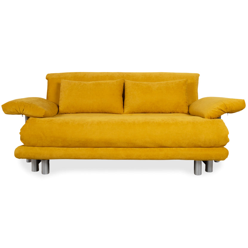 Ligne Roset Multy Fabric Three-Seater Yellow Sofa Couch Manual Sleeping Function New Cover BINGO 5709