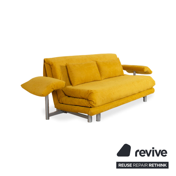 Ligne Roset Multy Fabric Three-Seater Yellow Sofa Couch Manual Sleeping Function New Cover BINGO 5709