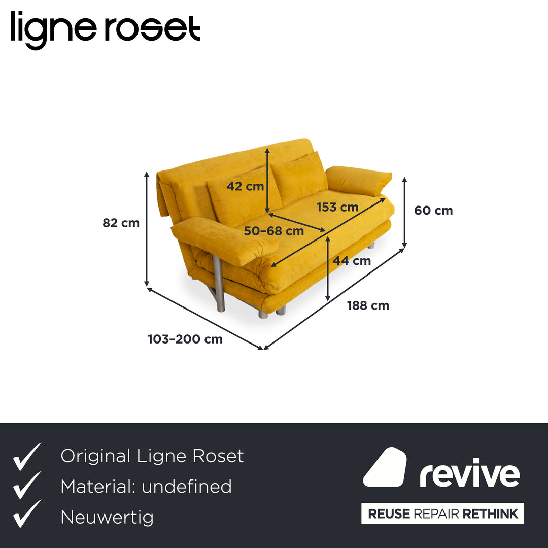 Ligne Roset Multy Fabric Three-Seater Yellow Sofa Couch Manual Sleeping Function New Cover BINGO 5709