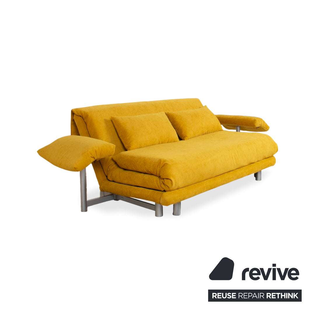 Ligne Roset Multy Stoff Dreisitzer Gelb Sofa Couch manuelle Schlaffunktion Neubezug BINGO 5709