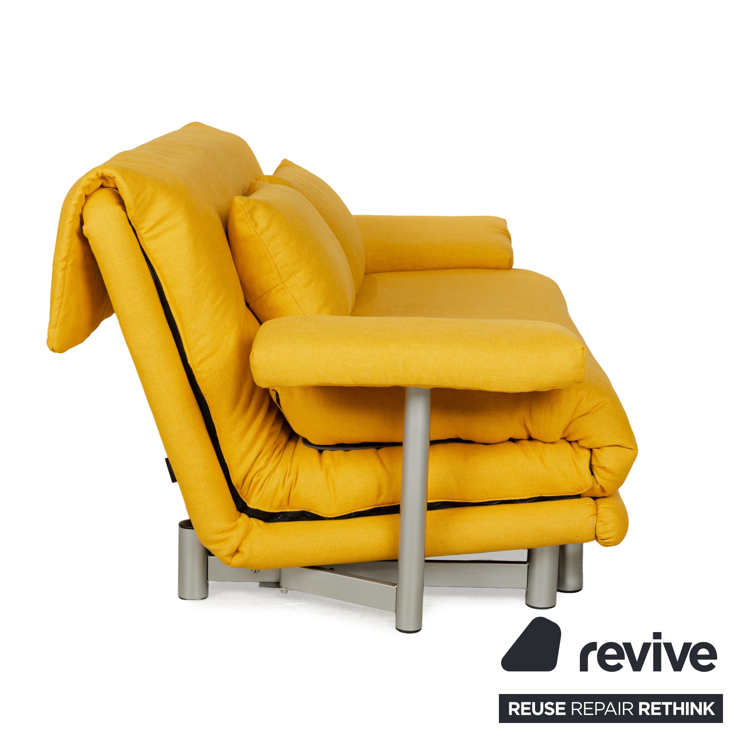 Canapé-lit trois places en tissu jaune Ligne Roset Multy, rembourrage