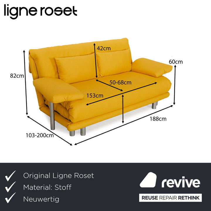 Ligne Roset Multy Fabric Three-Seater Yellow Sofa Couch Sofa Bed Reupholstery