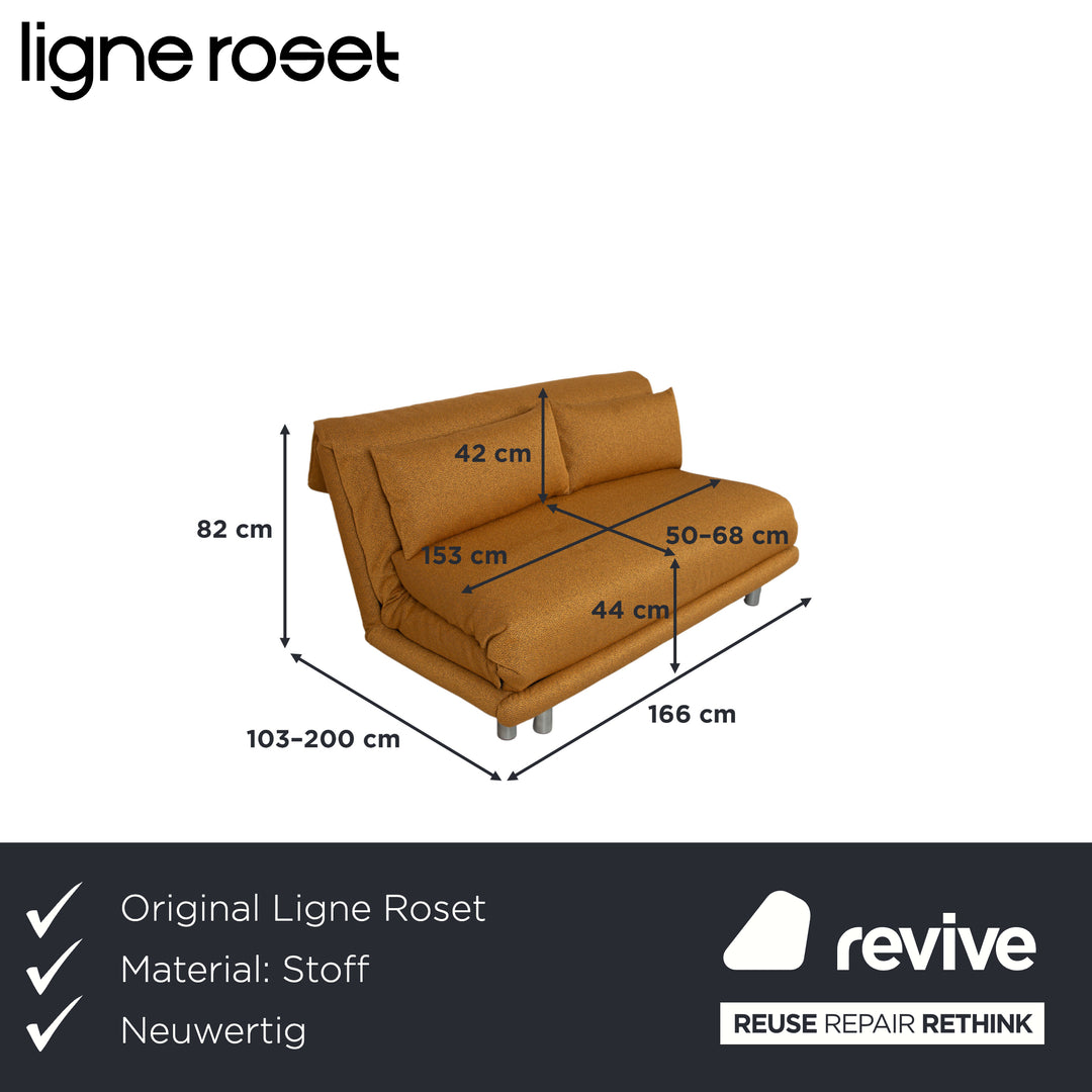 Ligne Roset Multy Tissu Trois places Doré fonction couchage manuelle piètement argenté canapé neuf