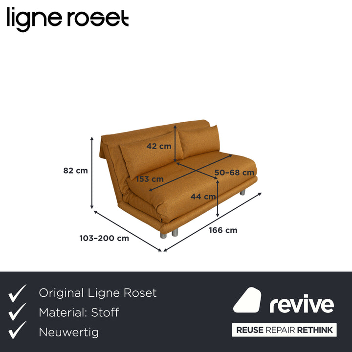 Ligne Roset Multy Tissu Trois places Doré fonction couchage manuelle piètement argenté canapé neuf