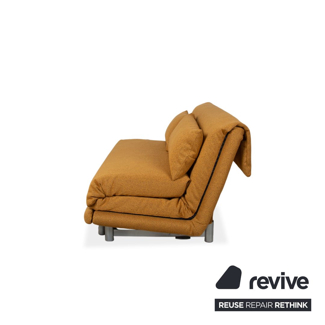 Ligne Roset Multy Tissu Trois places Doré fonction couchage manuelle piètement argenté canapé neuf