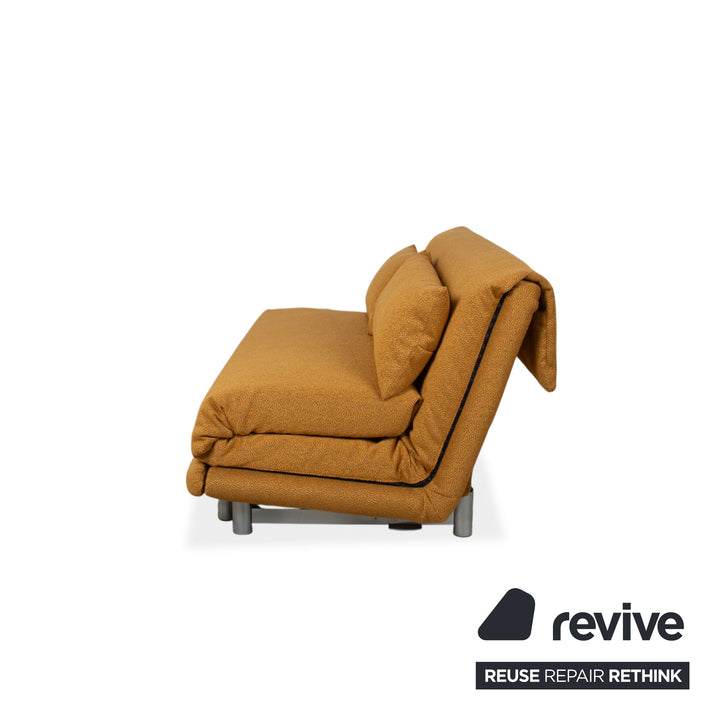 Ligne Roset Multy Tissu Trois places Doré fonction couchage manuelle piètement argenté canapé neuf