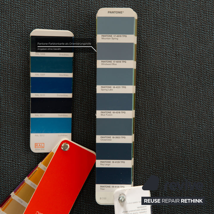 ligne roset Multy Stoff Dreisitzer Grau Blau manuelle Funktion Sofa Couch Schlafsofa Neubezug