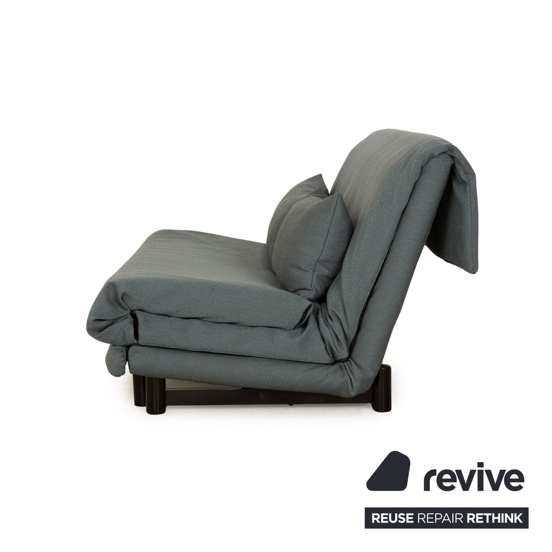 ligne roset Multy Stoff Dreisitzer Grau Blau manuelle Funktion Sofa Couch Schlafsofa Neubezug