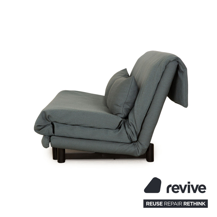ligne roset Multy Stoff Dreisitzer Grau Blau manuelle Funktion Sofa Couch Schlafsofa Neubezug