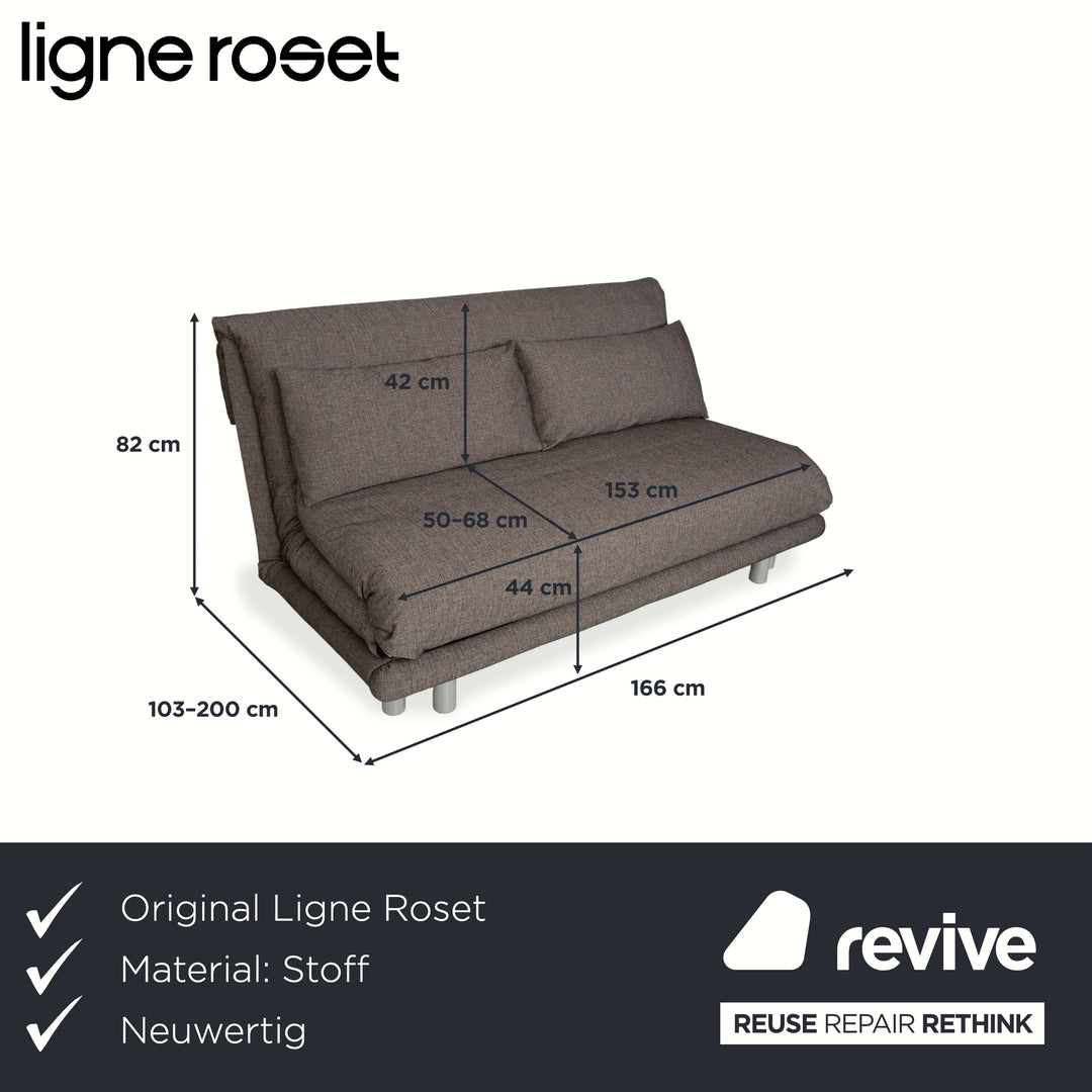 Ligne Roset Multy Stoff Dreisitzer Grau Braun Beige Taupe manuelle Funktion Sofa Couch Schlafsofa Neubezug