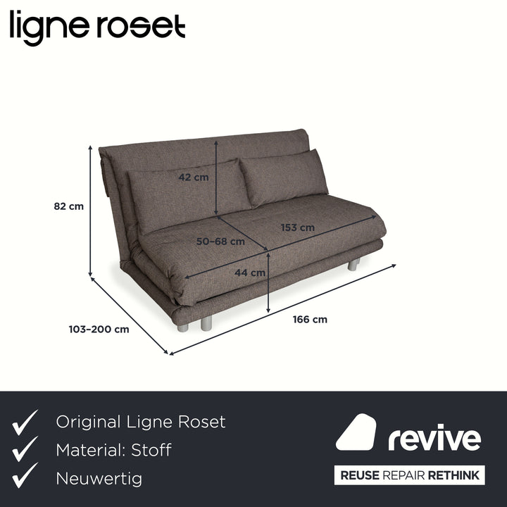 Ligne Roset Multy Stoff Dreisitzer Grau Braun Beige Taupe manuelle Funktion Sofa Couch Schlafsofa Neubezug