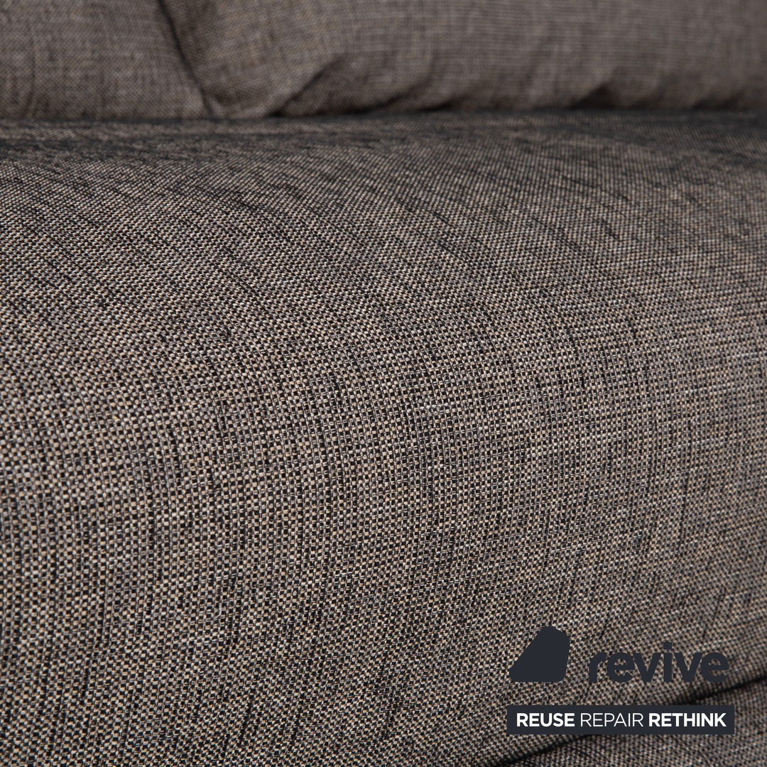 Ligne Roset Multy Fabric Three-Seater Grey Brown Beige Taupe Manual Function Sofa Couch Sofa Bed New Upholstery