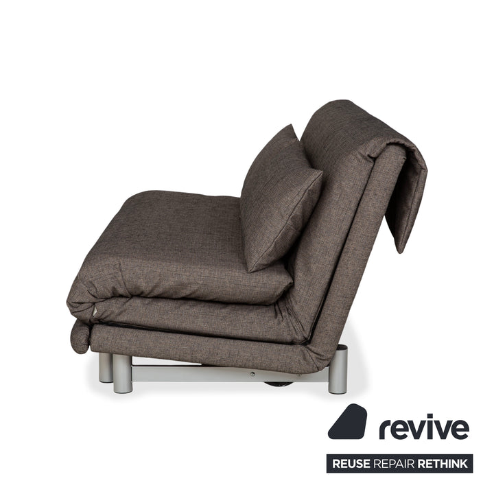 Ligne Roset Multy Stoff Dreisitzer Grau Braun Beige Taupe manuelle Funktion Sofa Couch Schlafsofa Neubezug