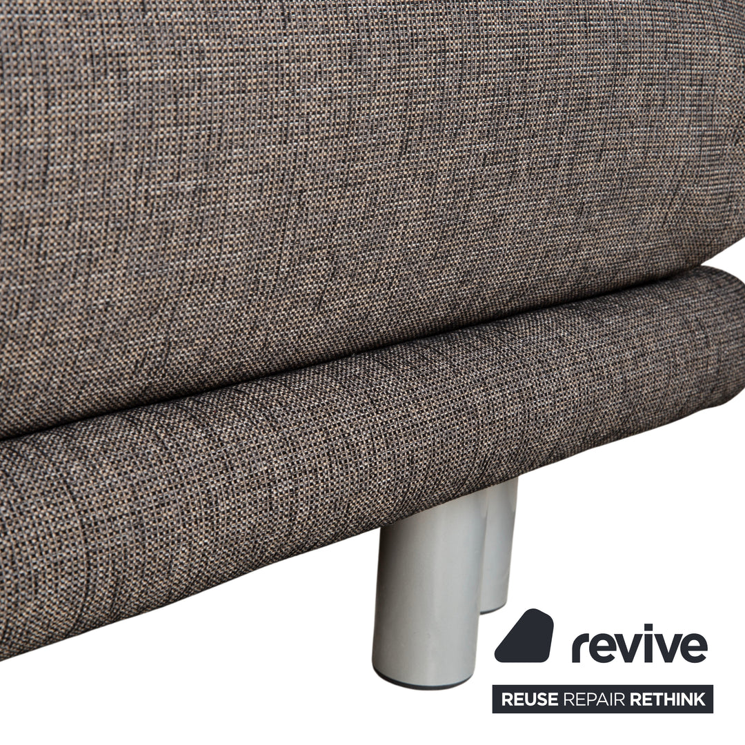 Ligne Roset Multy Stoff Dreisitzer Grau Braun Beige Taupe manuelle Funktion Sofa Couch Schlafsofa Neubezug