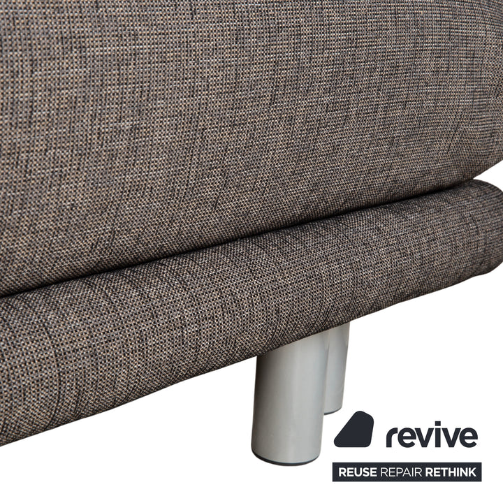 Ligne Roset Multy Stoff Dreisitzer Grau Braun Beige Taupe manuelle Funktion Sofa Couch Schlafsofa Neubezug