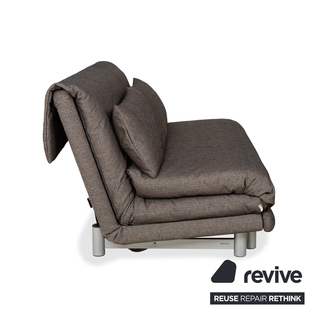 Ligne Roset Multy Stoff Dreisitzer Grau Braun Beige Taupe manuelle Funktion Sofa Couch Schlafsofa Neubezug