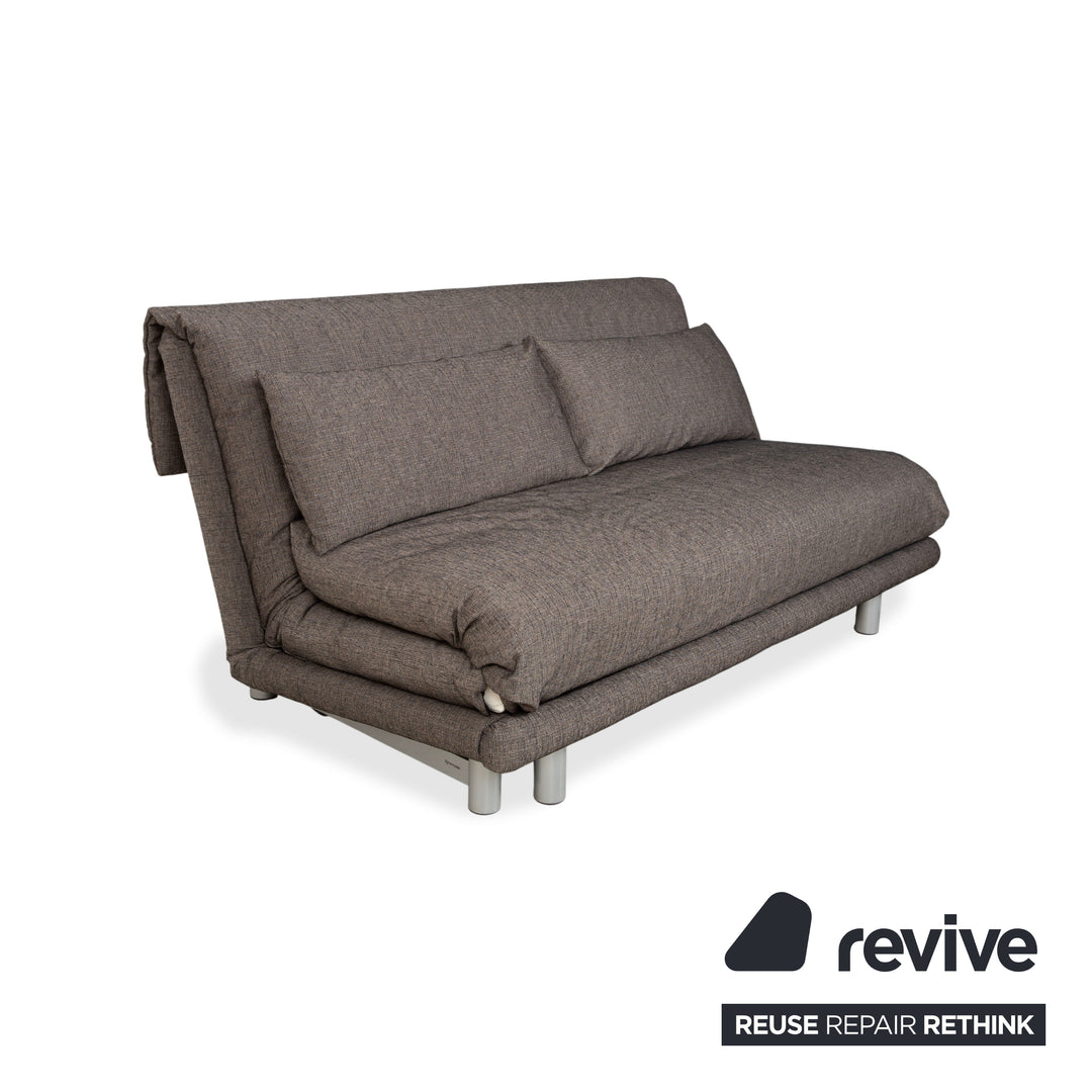 Ligne Roset Multy Stoff Dreisitzer Grau Braun Beige Taupe manuelle Funktion Sofa Couch Schlafsofa Neubezug