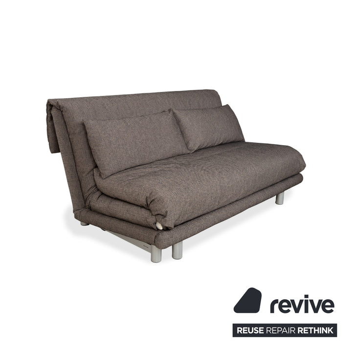 Ligne Roset Multy Stoff Dreisitzer Grau Braun Beige Taupe manuelle Funktion Sofa Couch Schlafsofa Neubezug