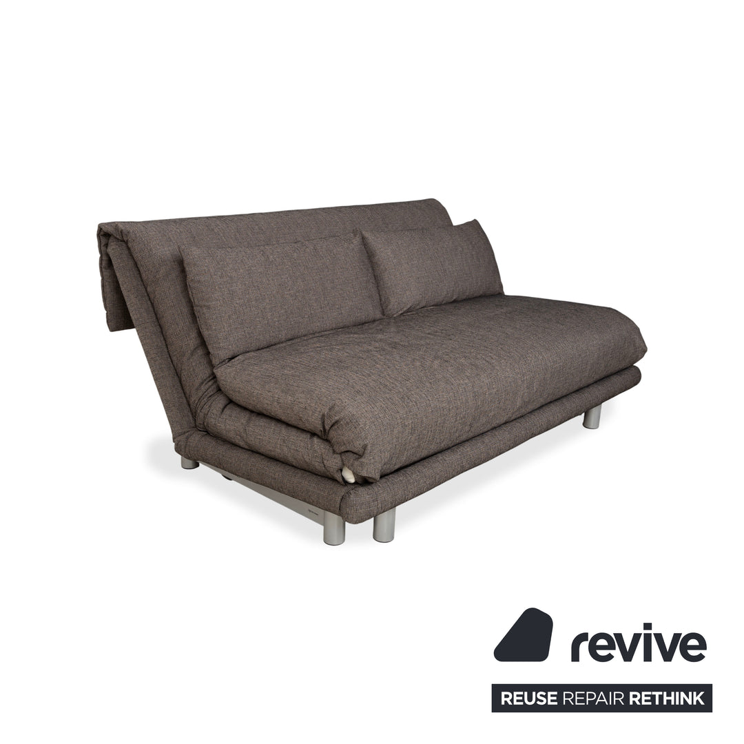 Ligne Roset Multy Stoff Dreisitzer Grau Braun Beige Taupe manuelle Funktion Sofa Couch Schlafsofa Neubezug