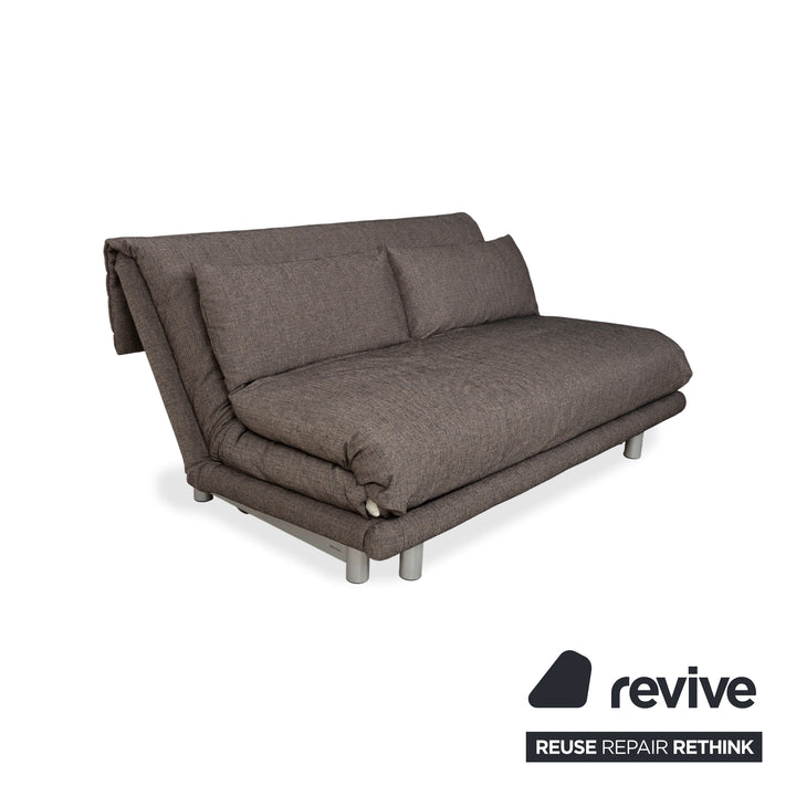 Ligne Roset Multy Stoff Dreisitzer Grau Braun Beige Taupe manuelle Funktion Sofa Couch Schlafsofa Neubezug