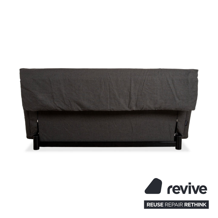 Ligne Roset Multy Stoff Dreisitzer Grau Gestell Schwarz manuelle Schlaffunktion Sofa Couch Neubezug (LINEN 532)