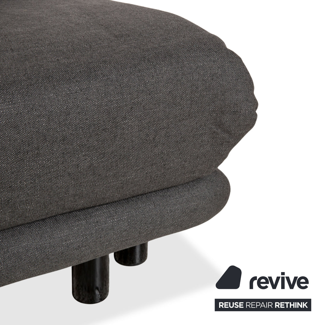 Ligne Roset Multy Stoff Dreisitzer Grau Gestell Schwarz manuelle Schlaffunktion Sofa Couch Neubezug (LINEN 532)