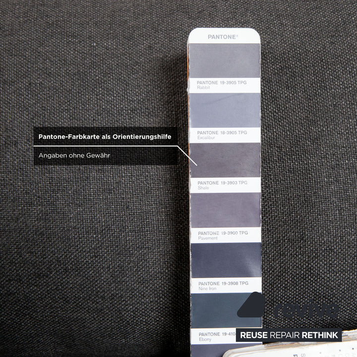 Ligne Roset Multy Stoff Dreisitzer Grau Gestell Schwarz manuelle Schlaffunktion Sofa Couch Neubezug (LINEN 532)