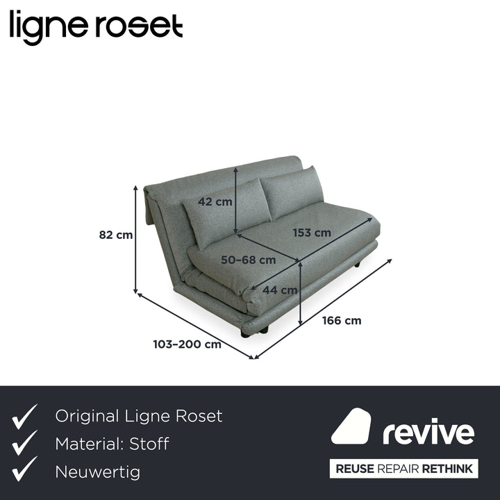 Ligne Roset Multy Stoff Dreisitzer Grau Grün meliert manuelle Funktion Schlafsofa (GLOW 502 Q2 von Rohleder)