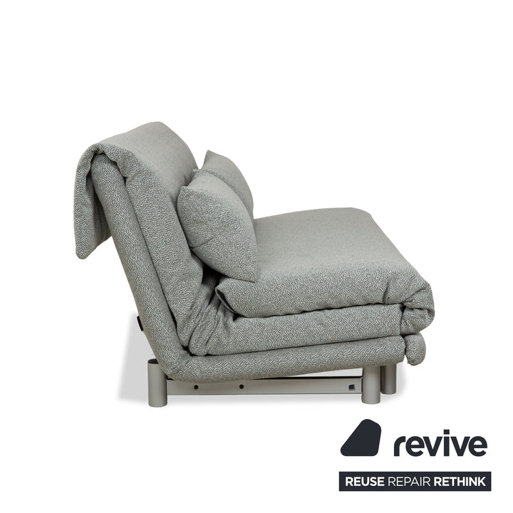 Ligne Roset Multy Stoff Dreisitzer Grau Grün Türkis Schlaffunktion Neubezug