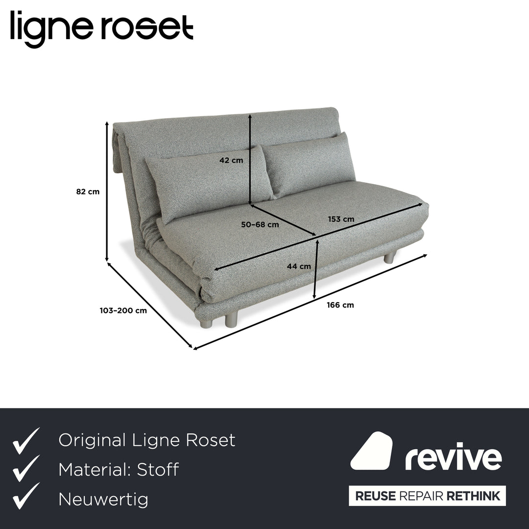 Ligne Roset Multy Stoff Dreisitzer Grau Grün Türkis Schlaffunktion Neubezug