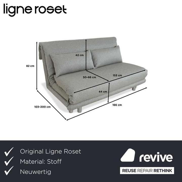 Ligne Roset Multy Stoff Dreisitzer Grau Grün Türkis Schlaffunktion Neubezug