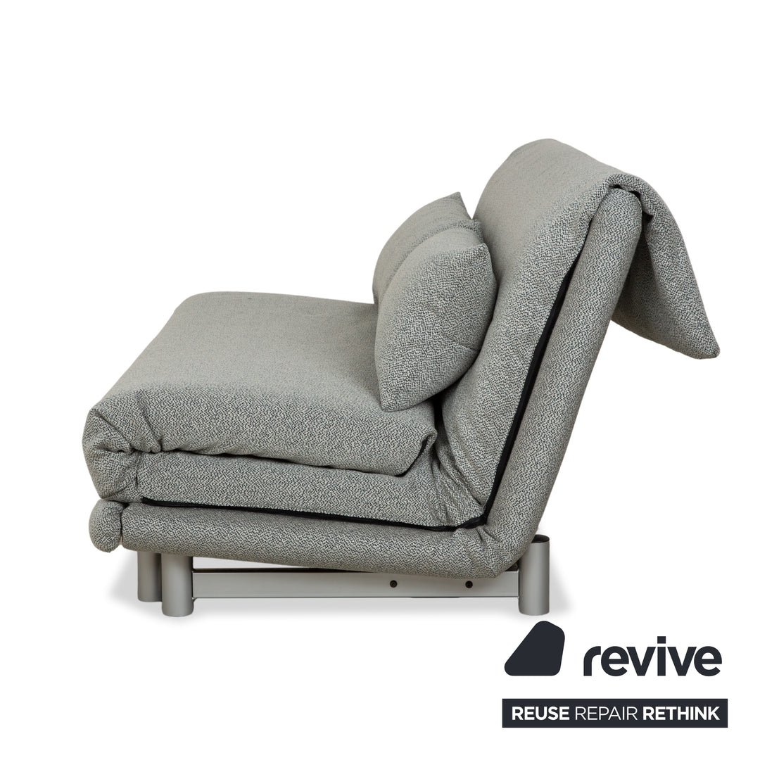 Ligne Roset Multy Stoff Dreisitzer Grau Grün Türkis Schlaffunktion Neubezug