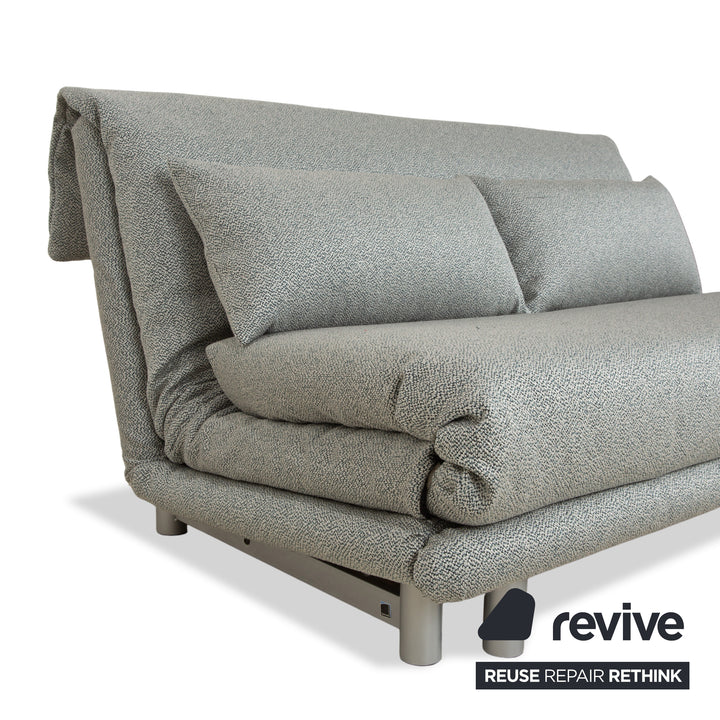 Ligne Roset Multy Stoff Dreisitzer Grau Grün Türkis Schlaffunktion Neubezug