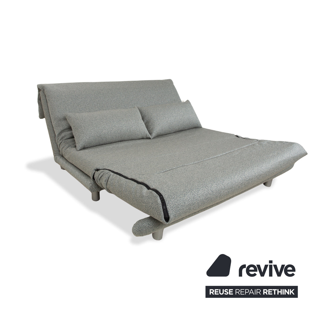Ligne Roset Multy Stoff Dreisitzer Grau Grün Türkis Schlaffunktion Neubezug