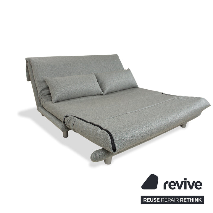 Ligne Roset Multy Stoff Dreisitzer Grau Grün Türkis Schlaffunktion Neubezug
