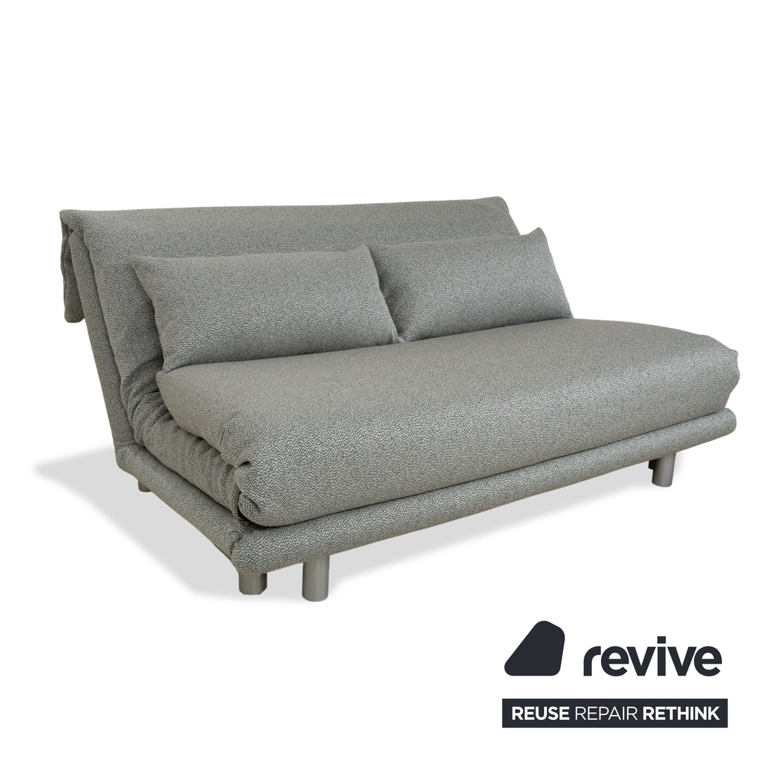 Ligne Roset Multy Stoff Dreisitzer Grau Grün Türkis Schlaffunktion Neubezug