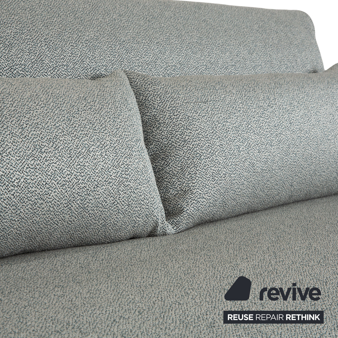 Ligne Roset Multy Stoff Dreisitzer Grau Grün Türkis Schlaffunktion Neubezug