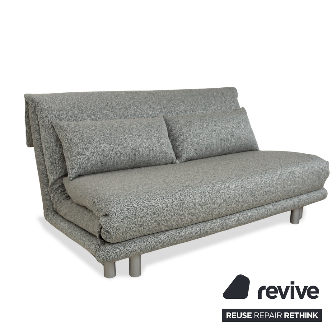 Ligne Roset Multy Stoff Dreisitzer Grau Grün Türkis Schlaffunktion Neubezug