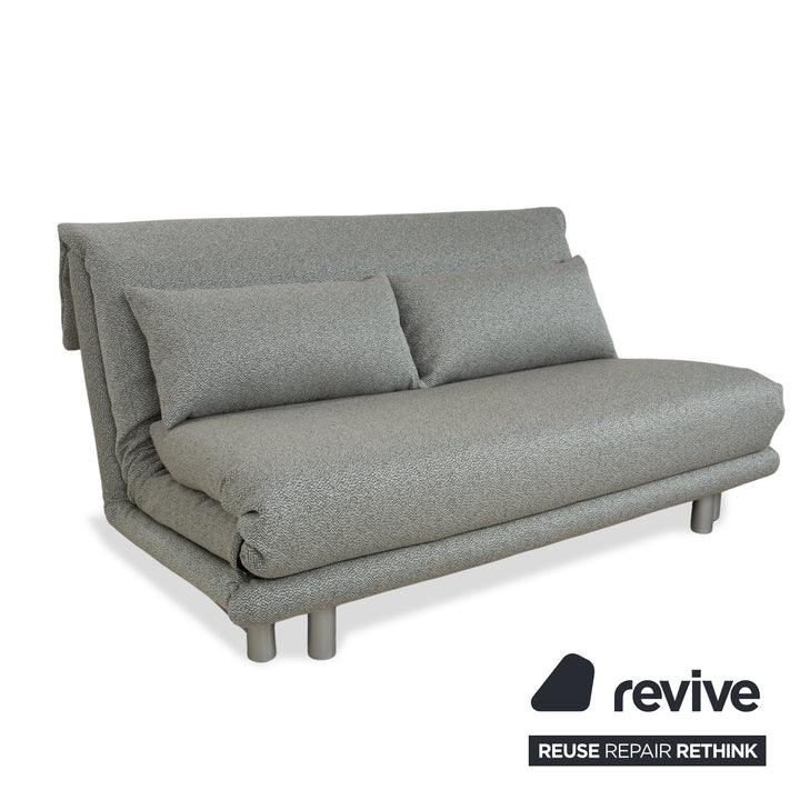 Ligne Roset Multy Stoff Dreisitzer Grau Grün Türkis Schlaffunktion Neubezug