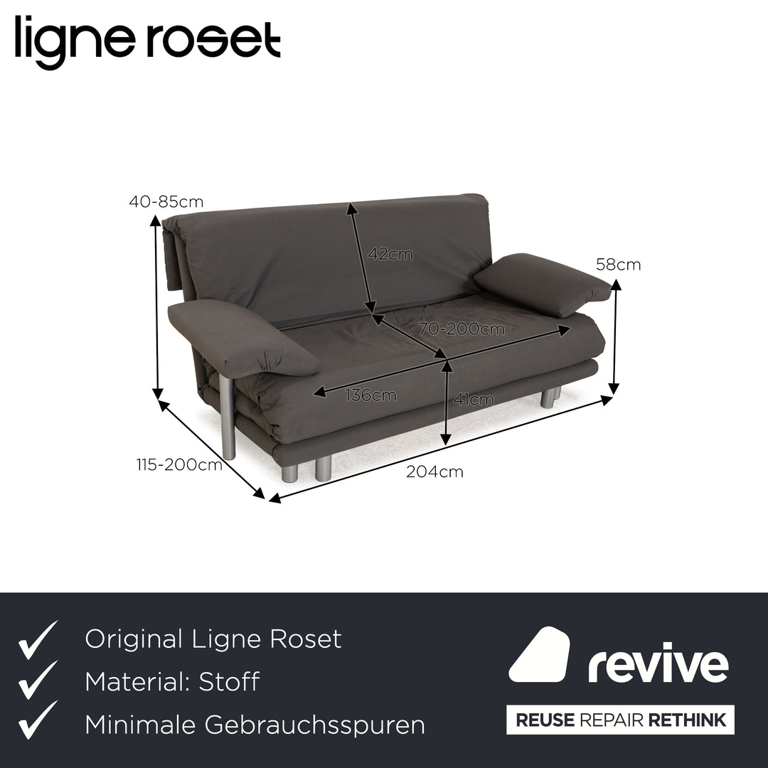 Ligne Roset Multy fabric three-seater grey manual function sleeping function