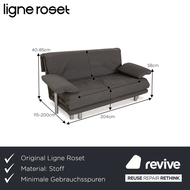 Ligne Roset Multy fabric three-seater grey manual function sleeping function