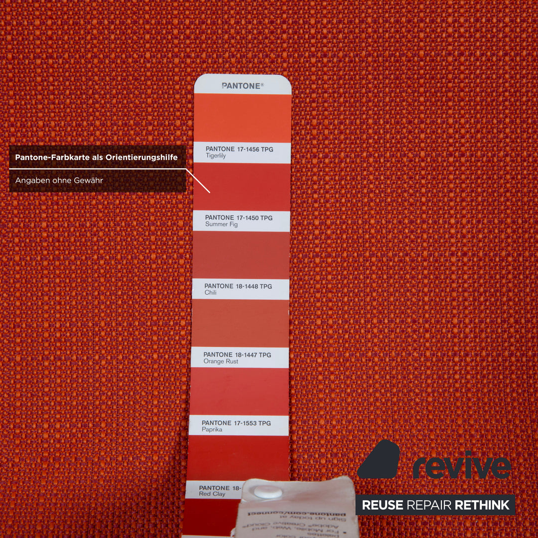 Ligne Roset Multy Stoff Dreisitzer Rot Orange manuelle Funktion Schlafsofa Gestell schwarz Neubezug